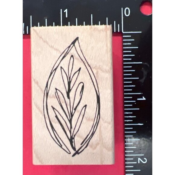Leaf Design Wood Mounted Rubber Stamp By Judith C-116 - Picture 1 of 3